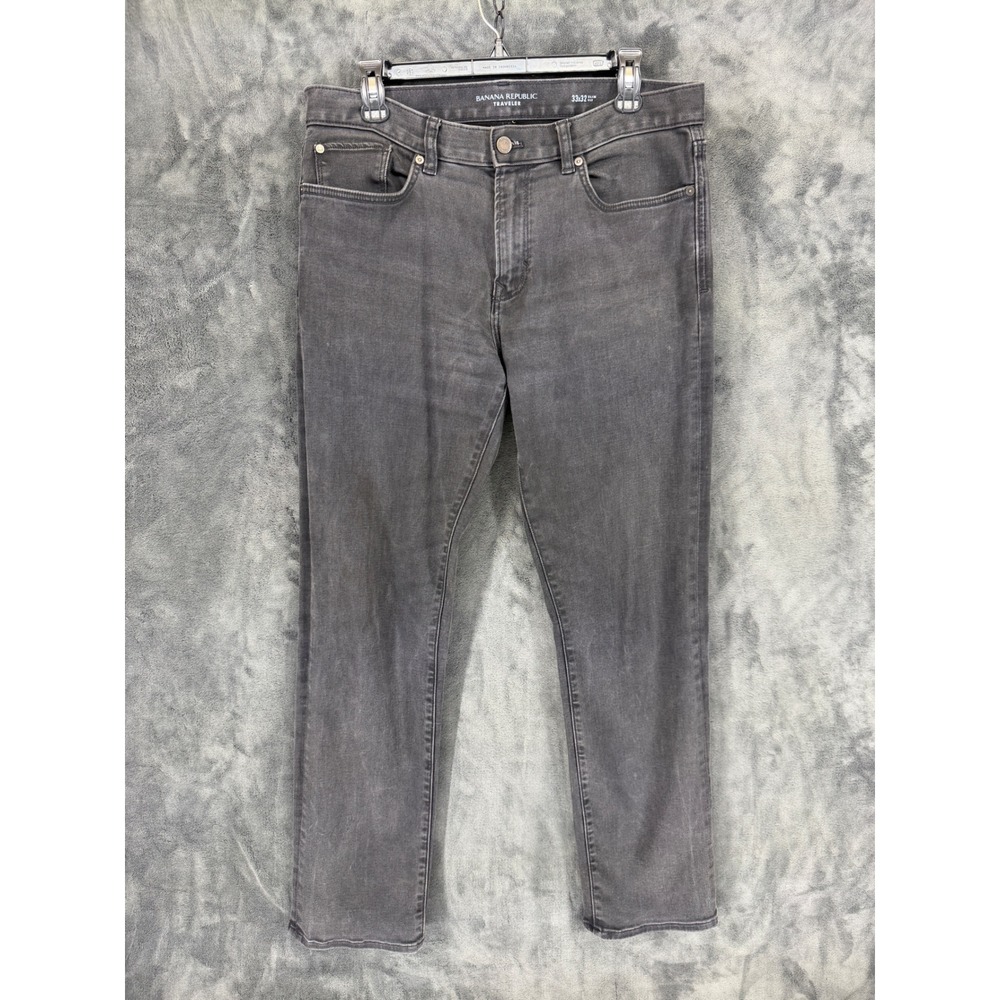 Banana Republic Traveler‎ Slim Luxe Pants Mens 33x32 True Black 389371-00